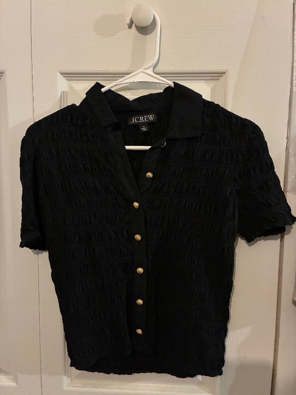 J.Crew Ruched Button Up Short Sleeve Top